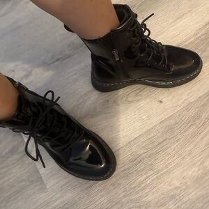 Black Patent Leather Women's Boots